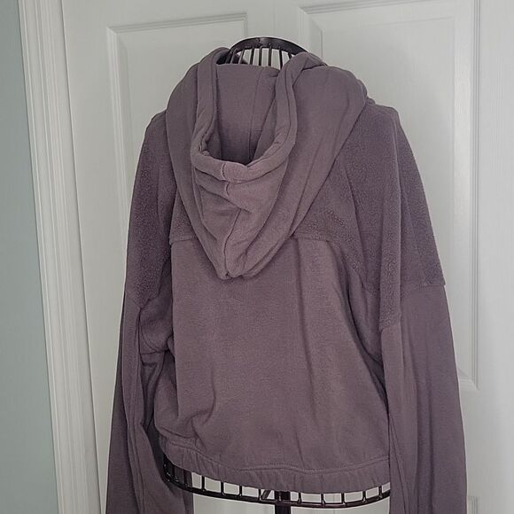 GRADE & GATHER Brown Cropped Fleece Hoodie Size Medium - Picture 5 of 7